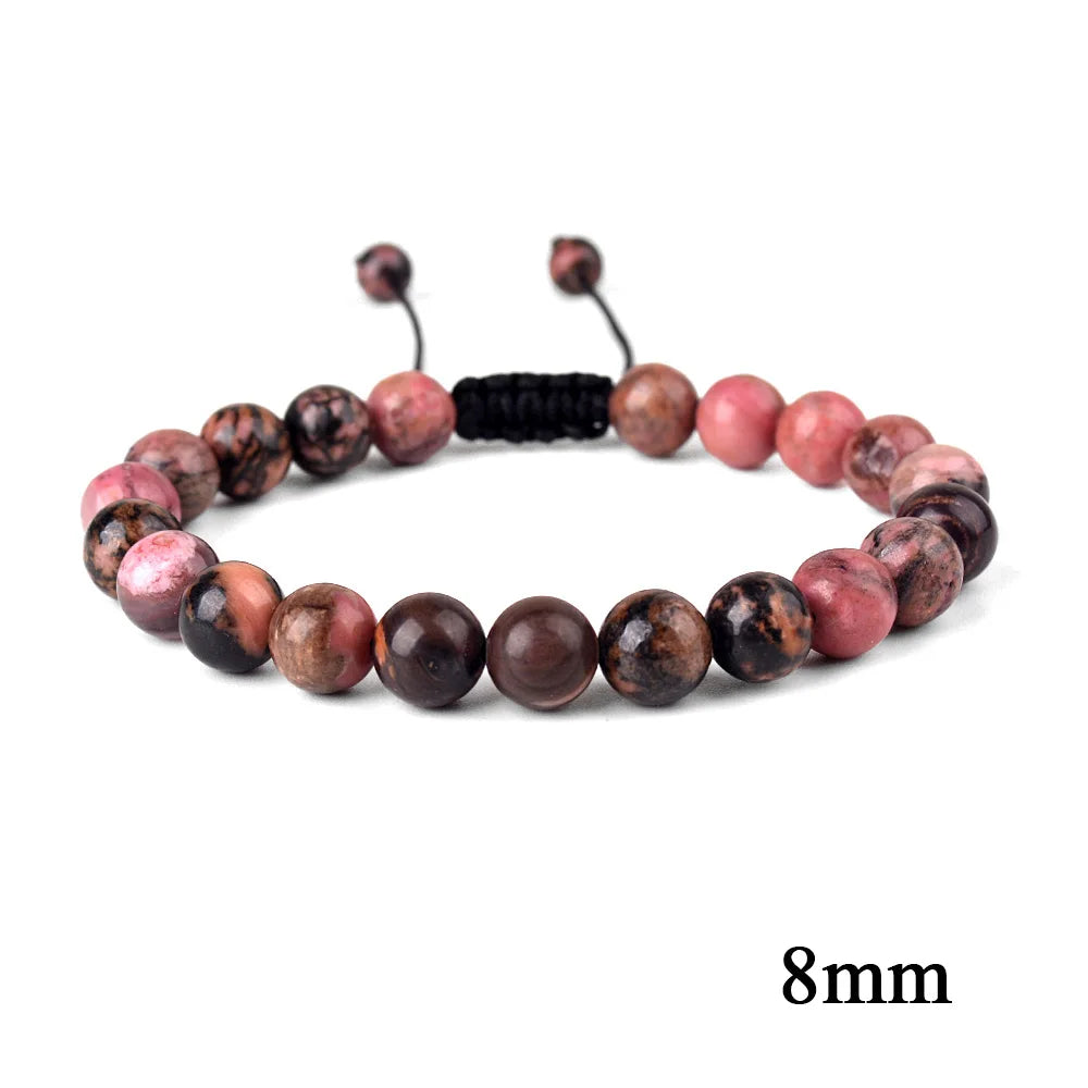 6mm 8mm 10mm Natural Stone Bracelet, Tiger Eye Agate Lava Bead Unisex Adjustable Handwoven Boho Jewelry Gift for Men Women