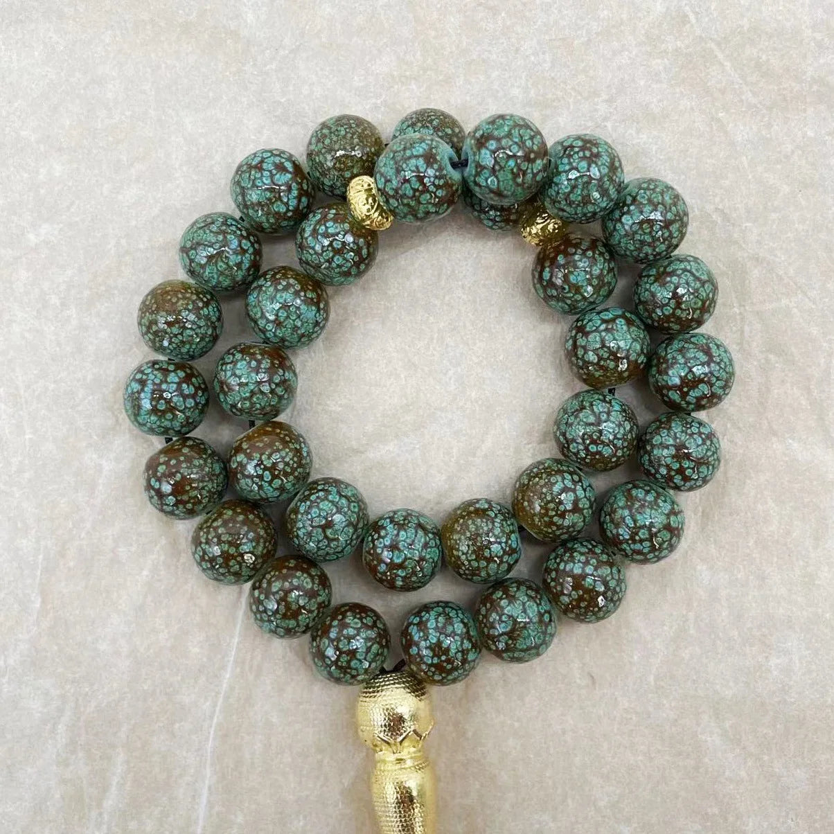 33 Beads 10mm Textured Glass Tasbih, Multicolor Arabic Prayer Beads for Muslim Worship, Handmade Ramadan Gift for Friends