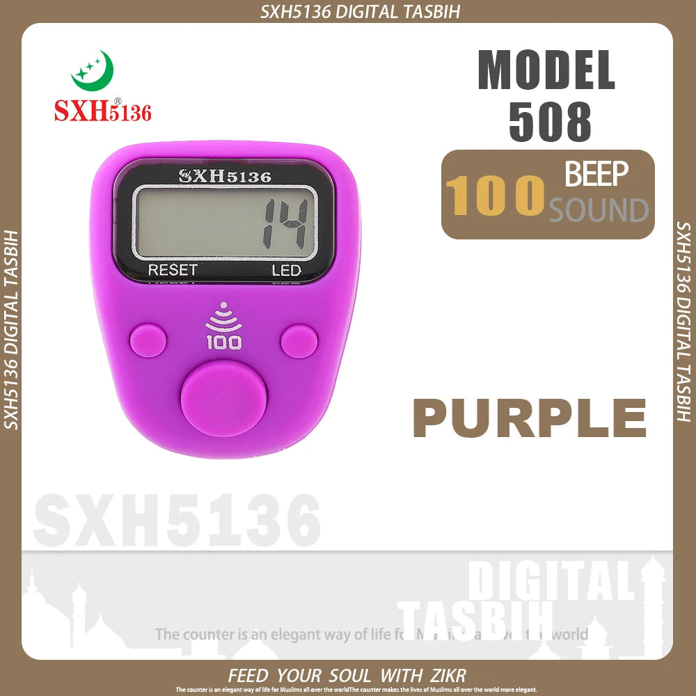 SXH5136 New Model LCD Finger Ring Tally Counter with 100 Beep Sound & LED Light Pray Tasbeeh Zikr Ring Muslim Digital Tasbih