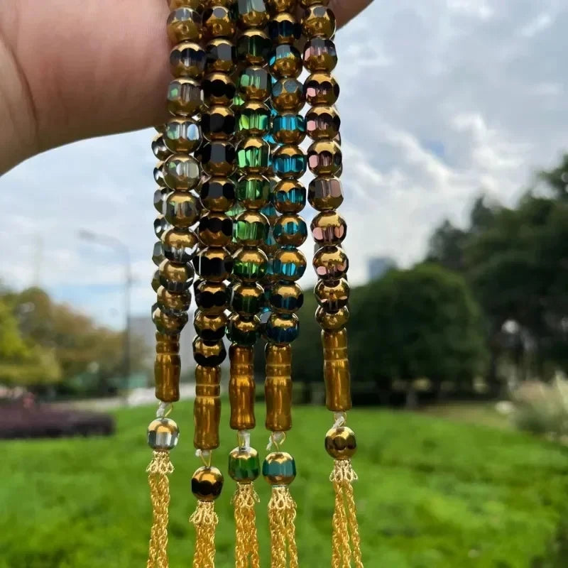 33PCS Holy Muslim Crystal Rosary Prayer Beads Glass Loose Islamic Prayer Beaded Bracelets Prayer Jewelry Accessories Wholesale