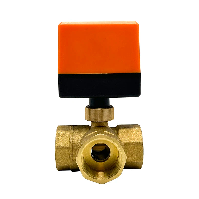 1/2" 3/4" 1" 1-1/4" 1-1/2" 3 Way Motorized Ball Valve T/L Type 220V 24V 12V 3 Wire 2 Control Electric Ball Valve
