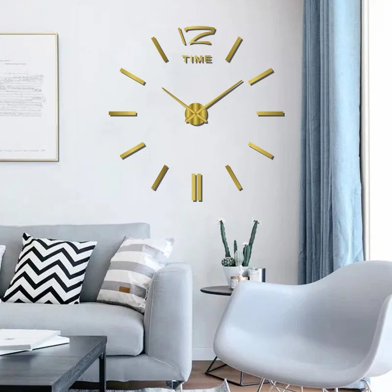 2023 Modern Design Large Wall Clock 3D DIY Quartz Clocks Fashion Watches Acrylic Mirror Stickers Living Room Home Decor Horloge