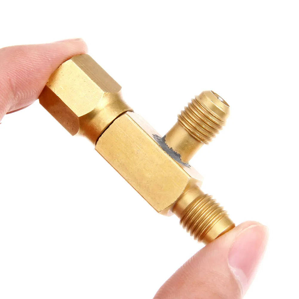 1pc T Type Adapter Tee Adapter 1/4X1/4X1/4\"SAE Flare Add Gauge Deep Vacuum Pump/Manifold Set Solid Brass Tee Adapter