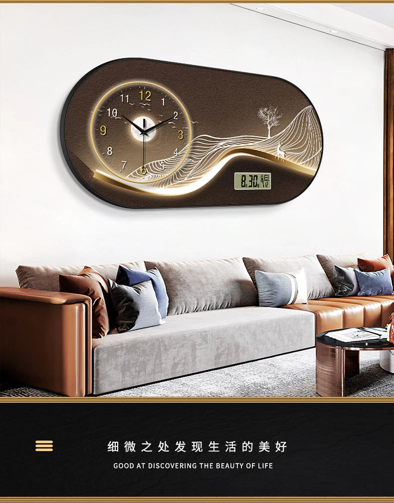 Modern minimalist living room wall clock high-end creative fashion clock restaurant bedroom wall-mounted electronic clock