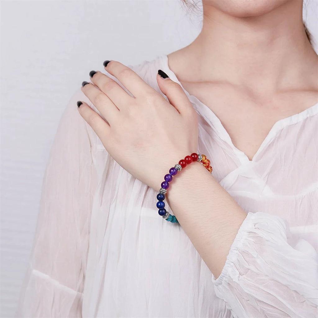 7 Chakra Beads Bracelets Bangles For Women Men Natural Stone Reiki Healing Balance Yoga Bracelet Prayer Meditation Jewelry Gift