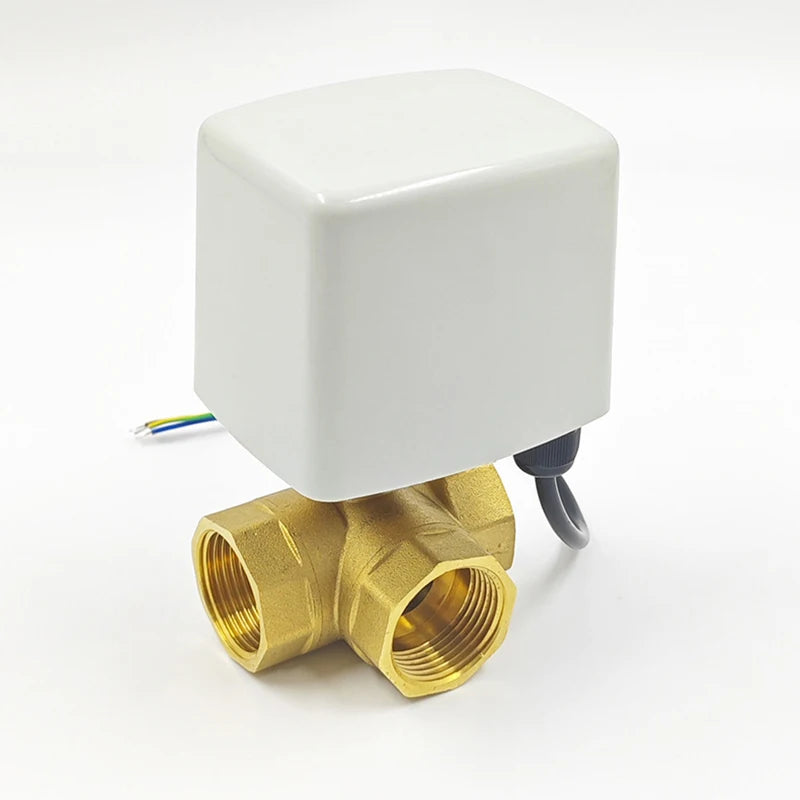 1/2" 3/4" 1" 1-1/4" 1-1/2" Brass 3-Way Electric Ball Valve Three Wire Two Control AC220V DC24V DC12V AC24V