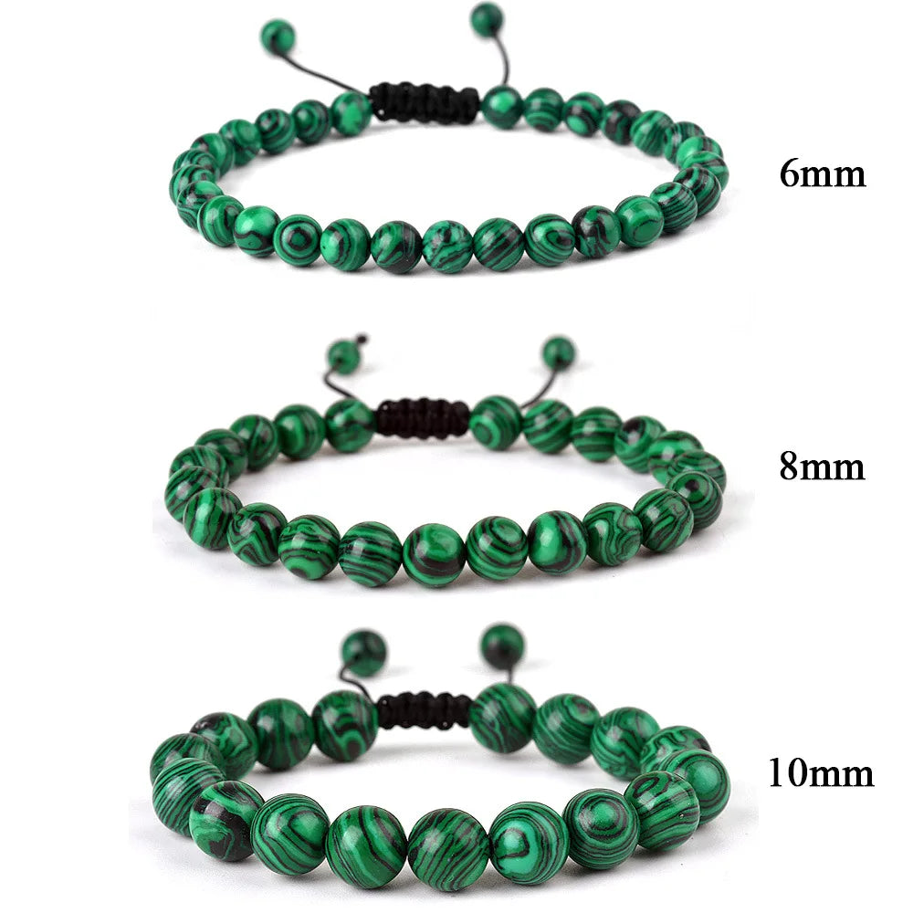 6mm 8mm 10mm Natural Stone Bracelet, Tiger Eye Agate Lava Bead Unisex Adjustable Handwoven Boho Jewelry Gift for Men Women