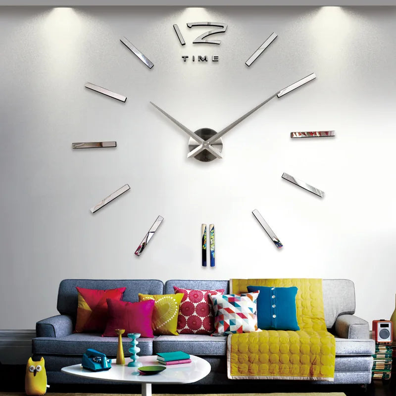 2023 Modern Design Large Wall Clock 3D DIY Quartz Clocks Fashion Watches Acrylic Mirror Stickers Living Room Home Decor Horloge