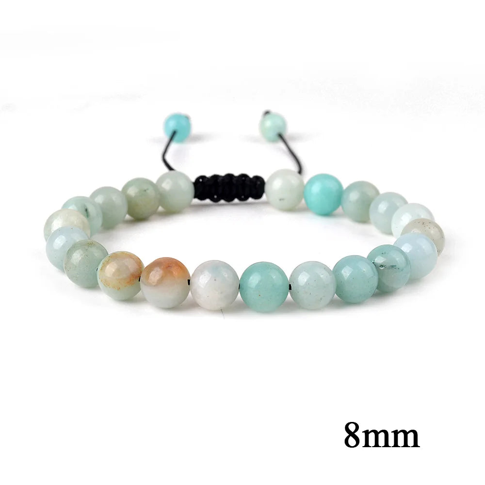 6mm 8mm 10mm Natural Stone Bracelet, Tiger Eye Agate Lava Bead Unisex Adjustable Handwoven Boho Jewelry Gift for Men Women