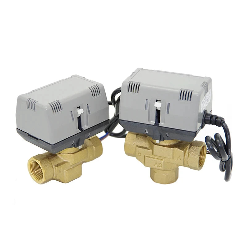 1/2" 3/4" 1" Motorized Two Way Three Way Valve Brass VC6013/4013 DN15 DN20 DN25 Fan Coil HVAC Valve AC220V