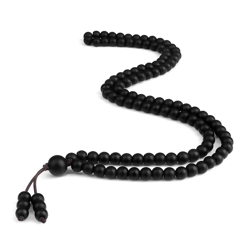 6mm Black Natural Lava Stone Bracelet Meditation Prayer Yoga 108 Mala Beads Necklace for Women Men Charm Bracelets Jewelry Gift