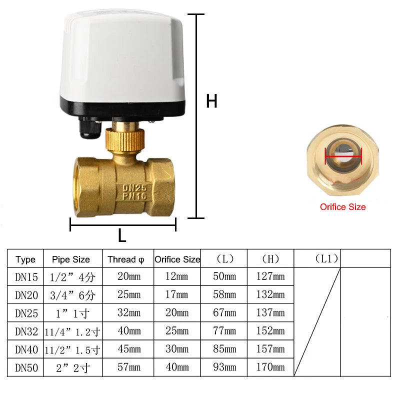 1/2'' 3/4'' 1'' 1-1/4'' 2 Inch IP65 Waterproof Motorized Ball Valve 2 Way Brass Electric Ball Valve Big Torque Metal Motor