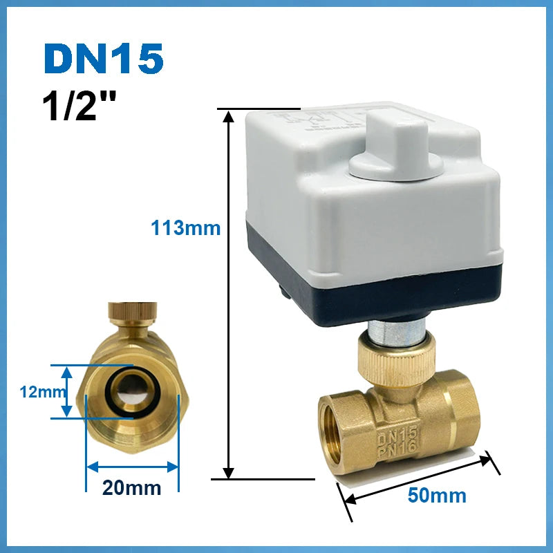 1/2“ 3/4” 1“ 1-1/4” 1-1/2" Electric Ball Valve With Manual Switch AC220V DC12V DC24V 2-Way Brass Ball Valve With Actuator 3-Wire