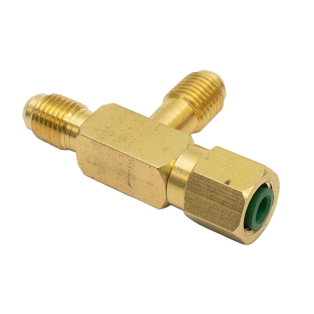 1pc T Type Adapter Tee Adapter 1/4X1/4X1/4\"SAE Flare Add Gauge Deep Vacuum Pump/Manifold Set Solid Brass Tee Adapter