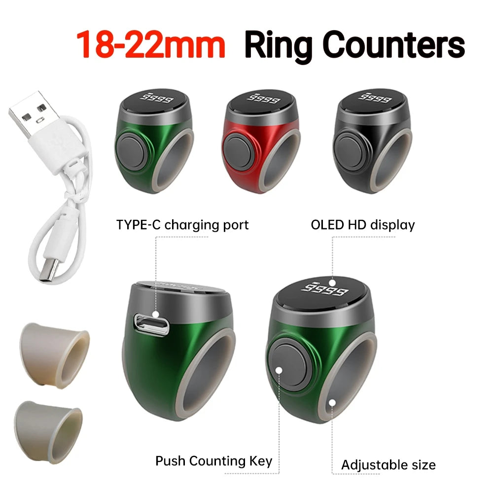 Smart Tasbih Tally Counter Digital Electronic Finger Ring Tally Counter Muslims Tasbeeh Zikr Ring Prayer Time Vibration Reminder