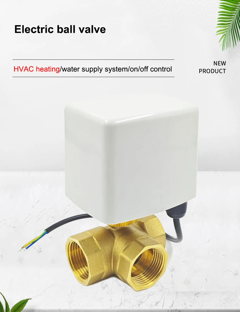 1/2" 3/4" 1" 1-1/4" 1-1/2" Brass 3-Way Electric Ball Valve Three Wire Two Control AC220V DC24V DC12V AC24V