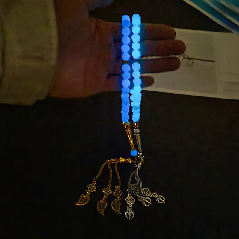 Creative 33 Luminous Stone Muslim Rosary Bracelet 8mm Handmade Prayer Bead Bracelet (Dhikr) Ideal Gift for Ramadan