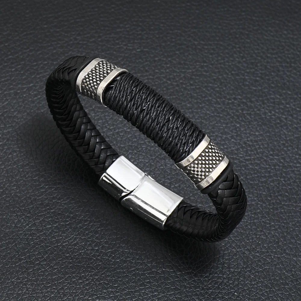 Men's Musical Symbol Leather Bracelet Vintage Creative Men's Bracelet Music Symbol Simple Leather Multi-Layer Bracelet