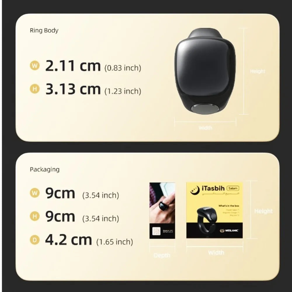 Gifts Adjustable Tasbih Counter Zikr Rings Waterproof 3 Size(18/20/22mm) Finger Counter APP Support Muslims Digital Counter