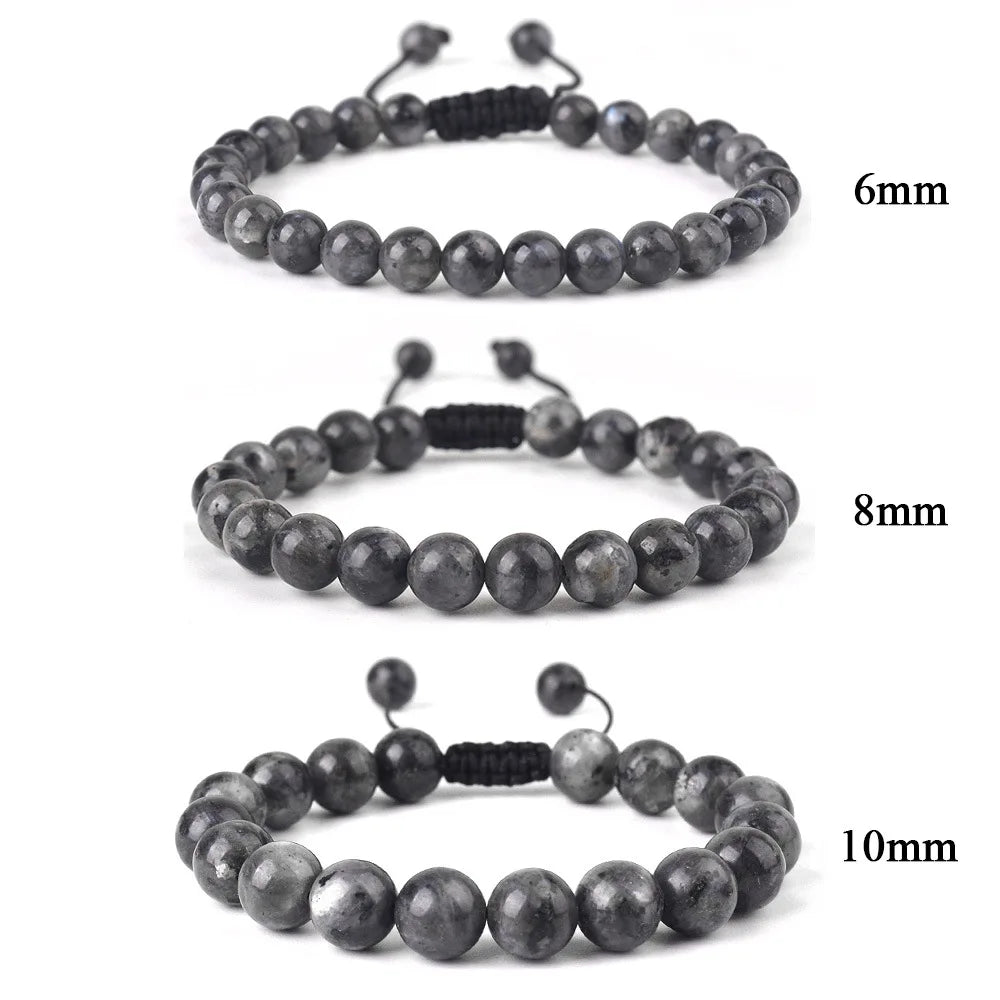 6mm 8mm 10mm Natural Stone Bracelet, Tiger Eye Agate Lava Bead Unisex Adjustable Handwoven Boho Jewelry Gift for Men Women