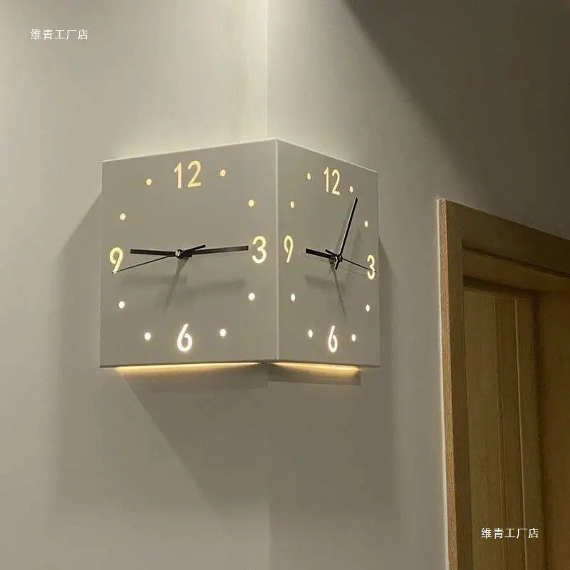 2025Simple and creative corner double-sided wall clock, double-sided clock, living room, silent corner clock, universal
