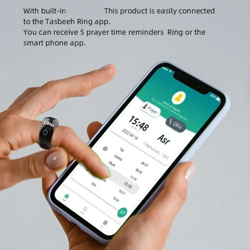 Multifunction Digital Counting Rings Mobile App tasbeeh Control Faith Zikr Rings for Spiritual Practices and Daily Prayer