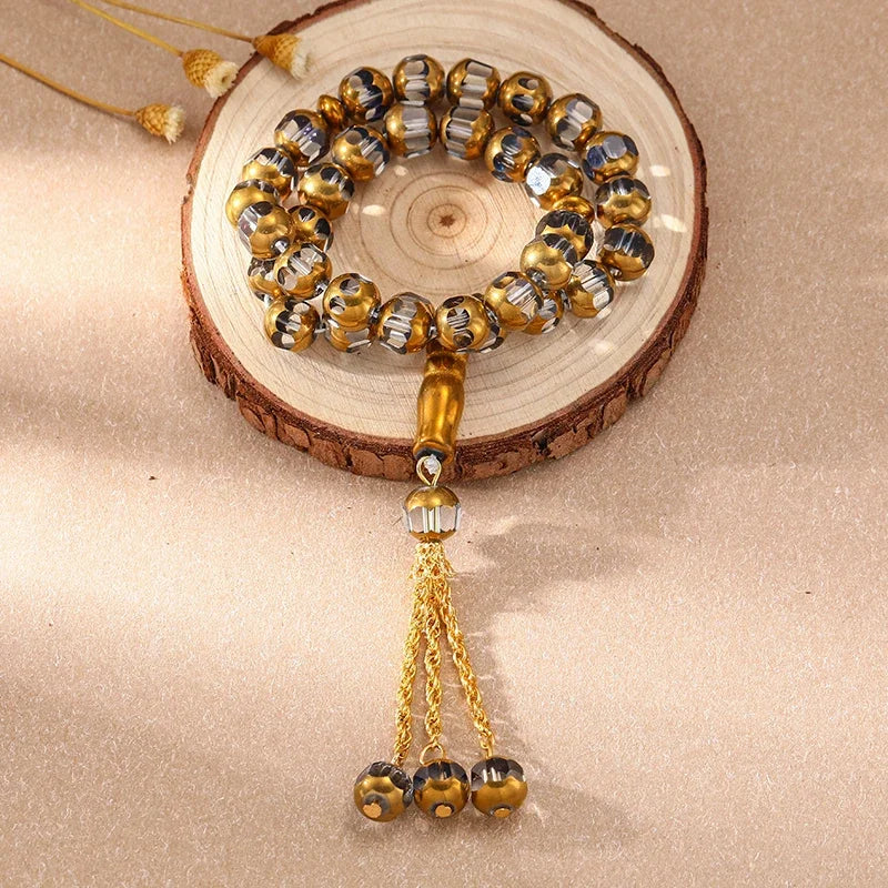 33PCS Holy Muslim Crystal Rosary Prayer Beads Glass Loose Islamic Prayer Beaded Bracelets Prayer Jewelry Accessories Wholesale