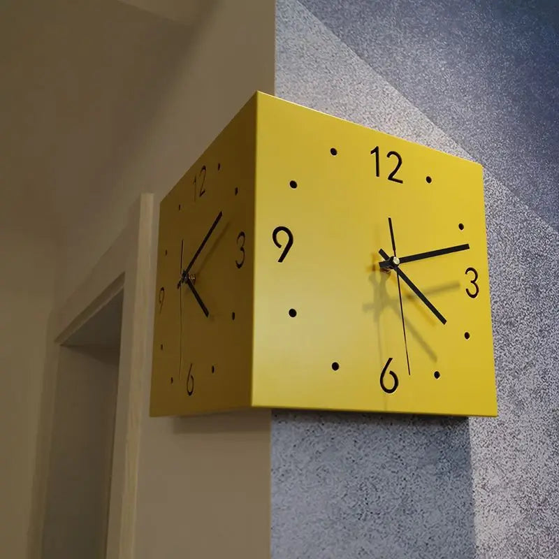 2025Simple and creative corner double-sided wall clock, double-sided clock, living room, silent corner clock, universal