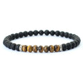Simple Style Natural Matte Stone Bracelet Unisex Handmade 6mm Tiger Eyes Obsidian Beaded Braslet Healing Leisure Couple Pulseira