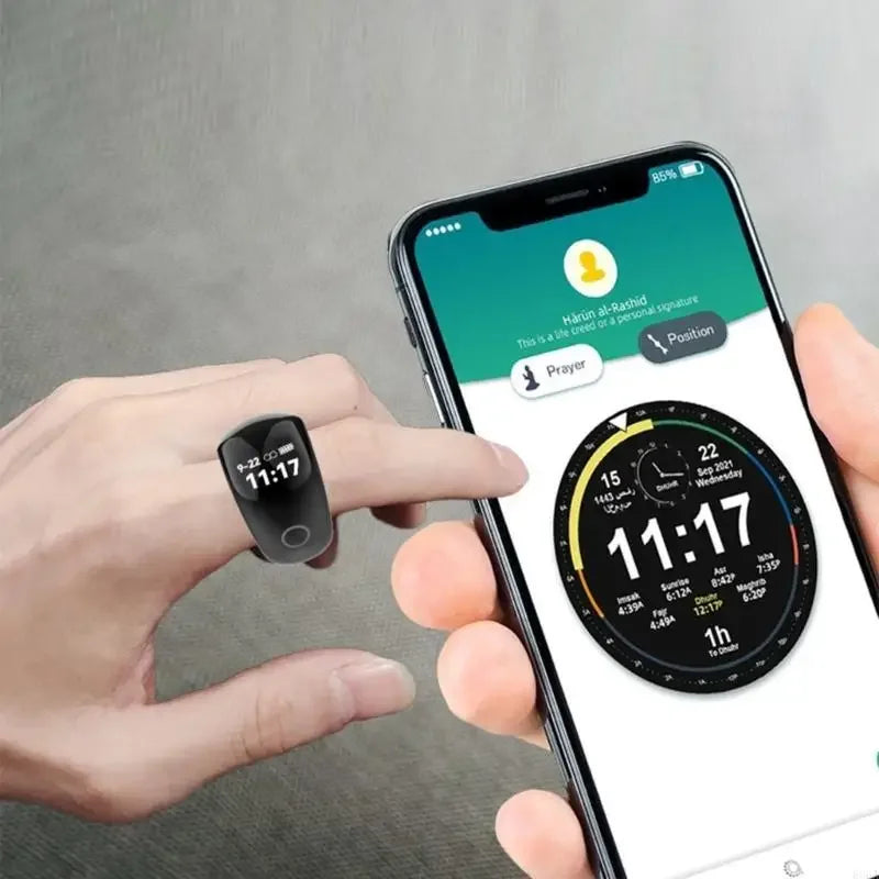 Multifunction Digital Counting Rings Mobile App tasbeeh Control Faith Zikr Rings for Spiritual Practices and Daily Prayer