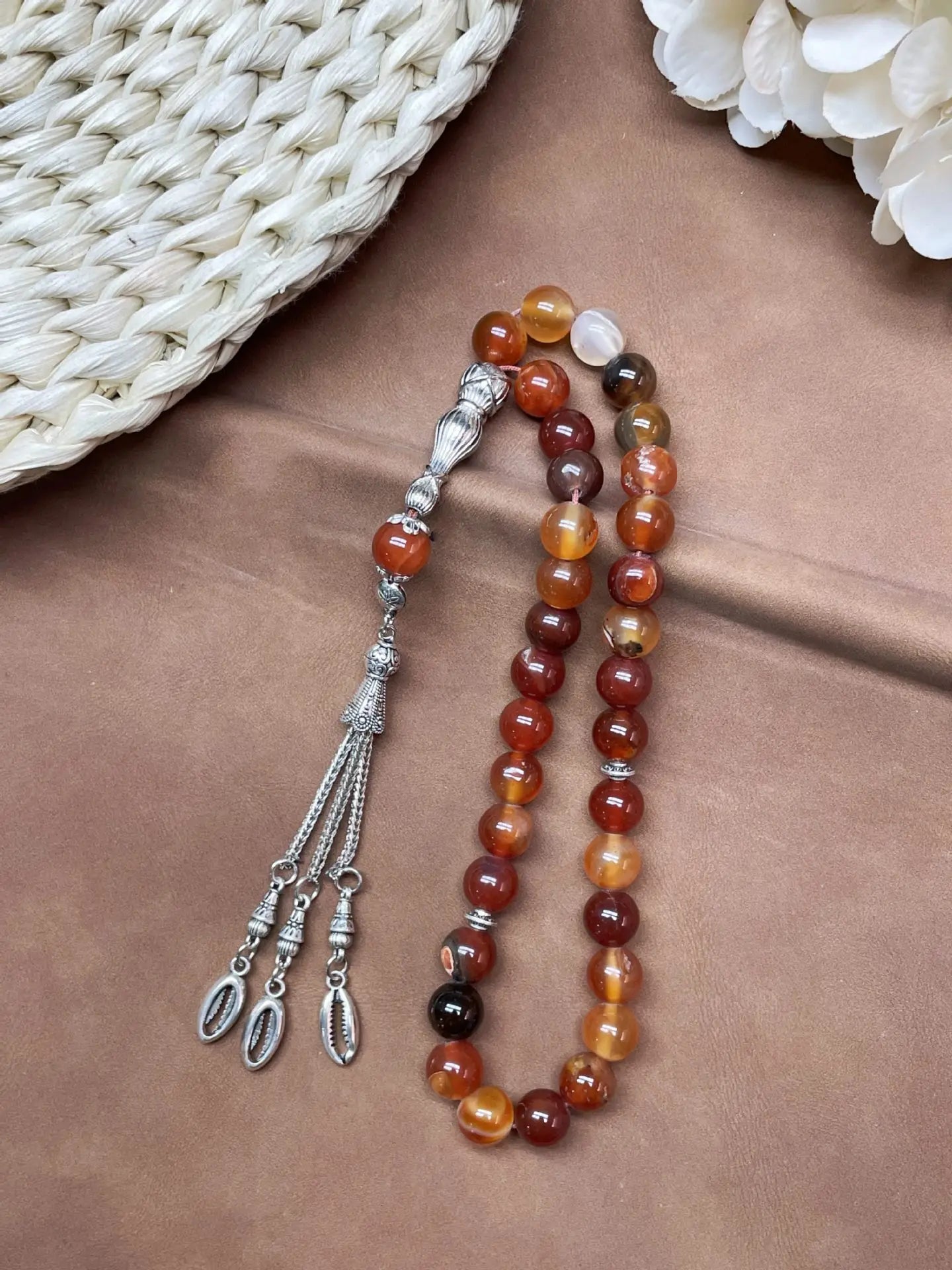 11pcs Islamic 33 Beads Glass Tasbih Arabic Prayer Misbaha Sebha Bracelet Hand Chain Muslim Rosary Jewelry for Men Women Gift