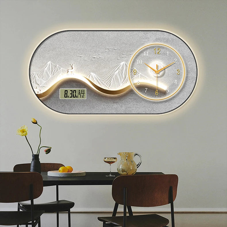 Modern minimalist living room wall clock high-end creative fashion clock restaurant bedroom wall-mounted electronic clock