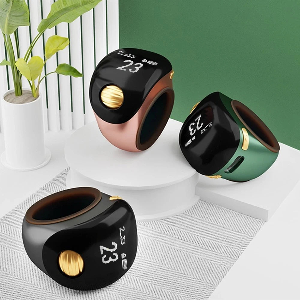 New Smart Tasbih Tally Digital Counter for Muslims Tasbeeh Zikr Ring 5 Prayer Time Vibration Reminder Waterproof