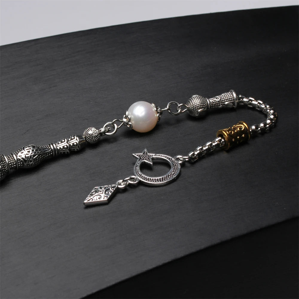 Islamic Rosary Necklace 11-12mm Size natural freshwater pearl Muslim Prayer beads islamic tasbih misbaha subha Wedding Gift