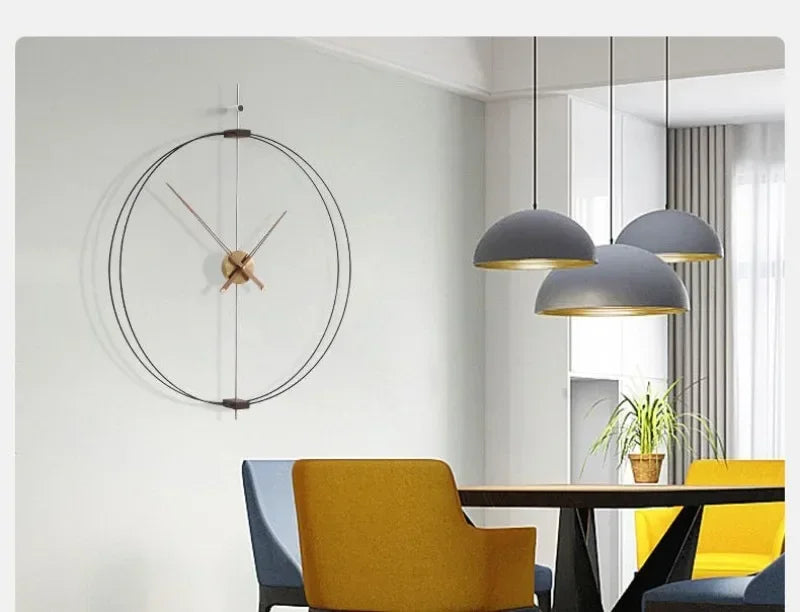 Art Wall Clock Silent Spain Watches Large Living Room Clocks Luxury Minimalist Watch Solid Wood Pointer Home Decoration