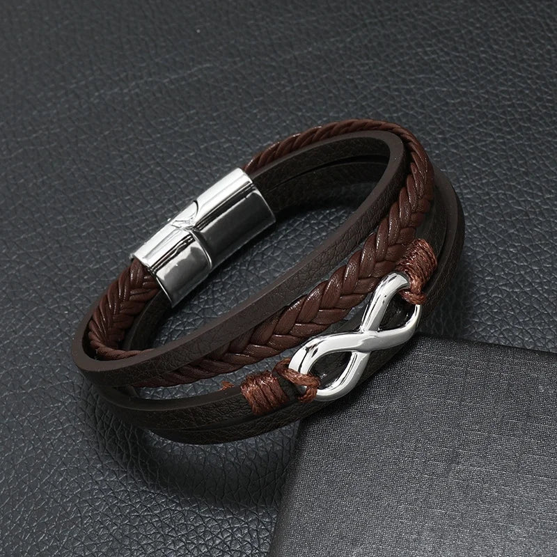 Men's Musical Symbol Leather Bracelet Vintage Creative Men's Bracelet Music Symbol Simple Leather Multi-Layer Bracelet