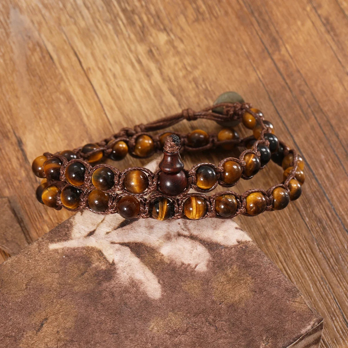 6mm Buddhist Natural Stone Beads Sandalwood Buddha Meditation Rosary Bracelet Women's Men's Gourd Beads Multi-Circle Bracelet