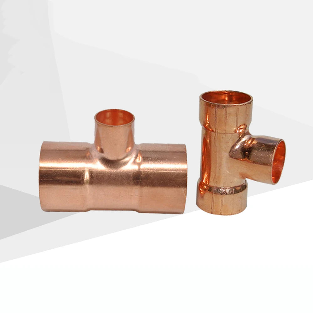 1/4" 3/8" 1/2" 8 10 14 15 16 19 22 25-159mm ID Copper End Feed Solder Reducing Tee 3 Ways Plumbing Fitting For Air Conditioner