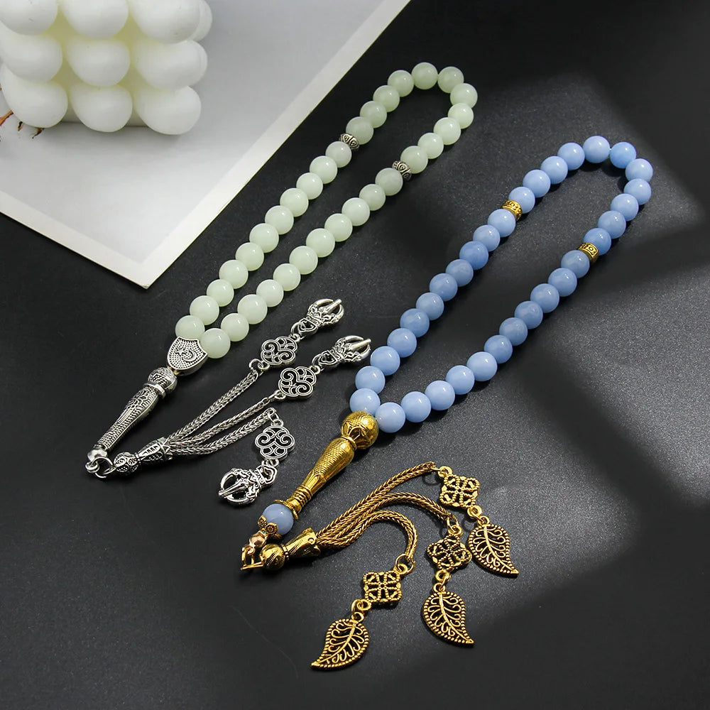 Creative 33 Luminous Stone Muslim Rosary Bracelet 8mm Handmade Prayer Bead Bracelet (Dhikr) Ideal Gift for Ramadan