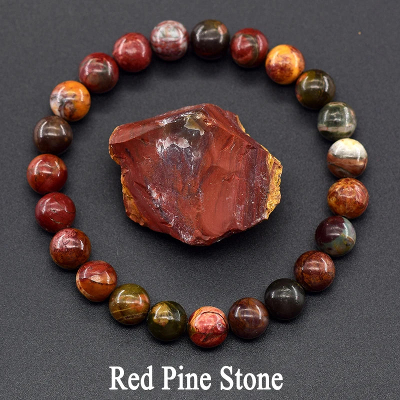 Genuine Tree Patterned Agates Beads Bracelet Woman Real Natural Moss Agates Bracelets Man Energy Stones for Healing Fengshui