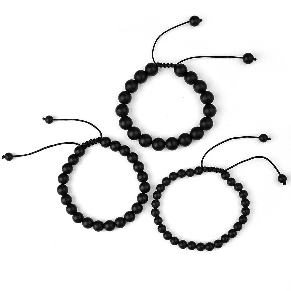 6mm 8mm 10mm Natural Stone Bracelet, Tiger Eye Agate Lava Bead Unisex Adjustable Handwoven Boho Jewelry Gift for Men Women