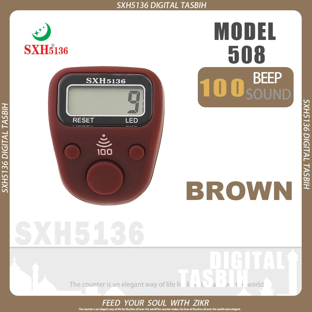 SXH5136 New Model LCD Finger Ring Tally Counter with 100 Beep Sound & LED Light Pray Tasbeeh Zikr Ring Muslim Digital Tasbih