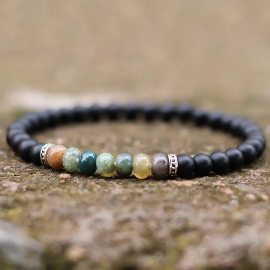 Simple Style Natural Matte Stone Bracelet Unisex Handmade 6mm Tiger Eyes Obsidian Beaded Braslet Healing Leisure Couple Pulseira