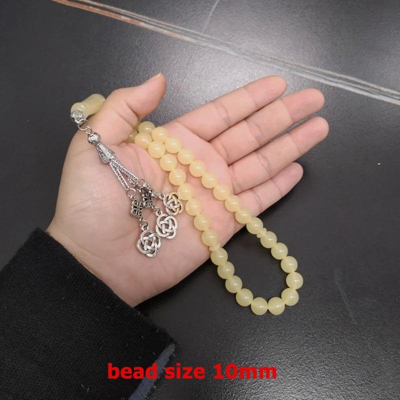 Tasbih yellow resin Ultraviolet discoloration Muslim bracelet 33 prayer beads arabic accessories islamic Misbaha
