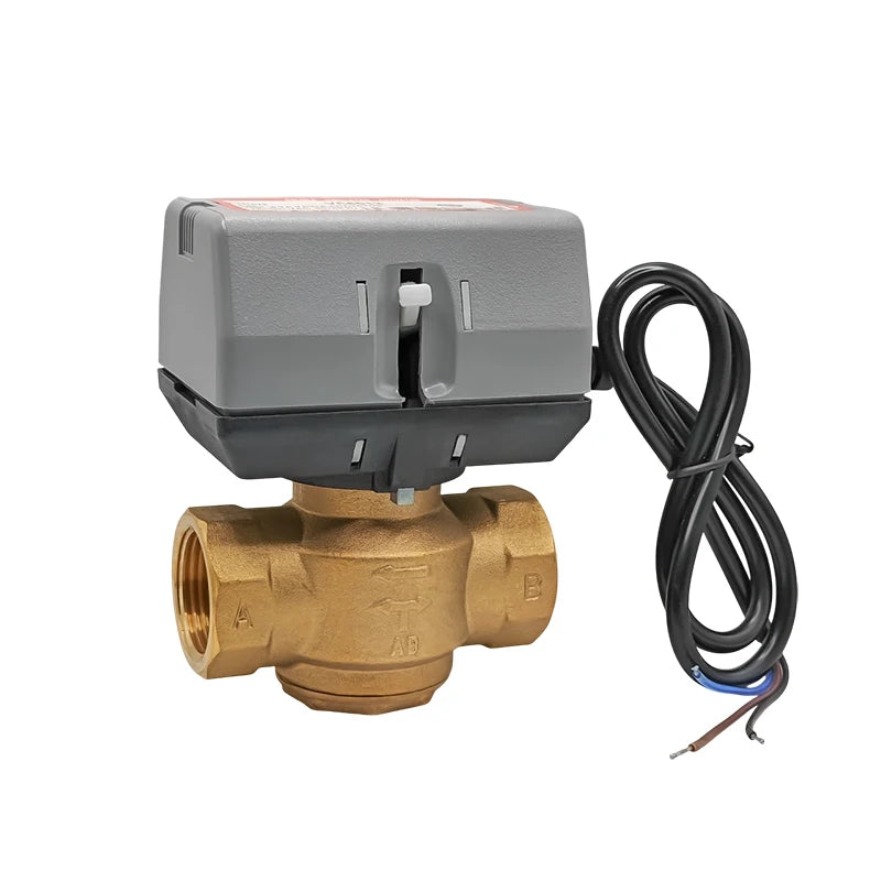 1/2" 3/4" 1" Motorized Two Way Three Way Valve Brass VC6013/4013 DN15 DN20 DN25 Fan Coil HVAC Valve AC220V
