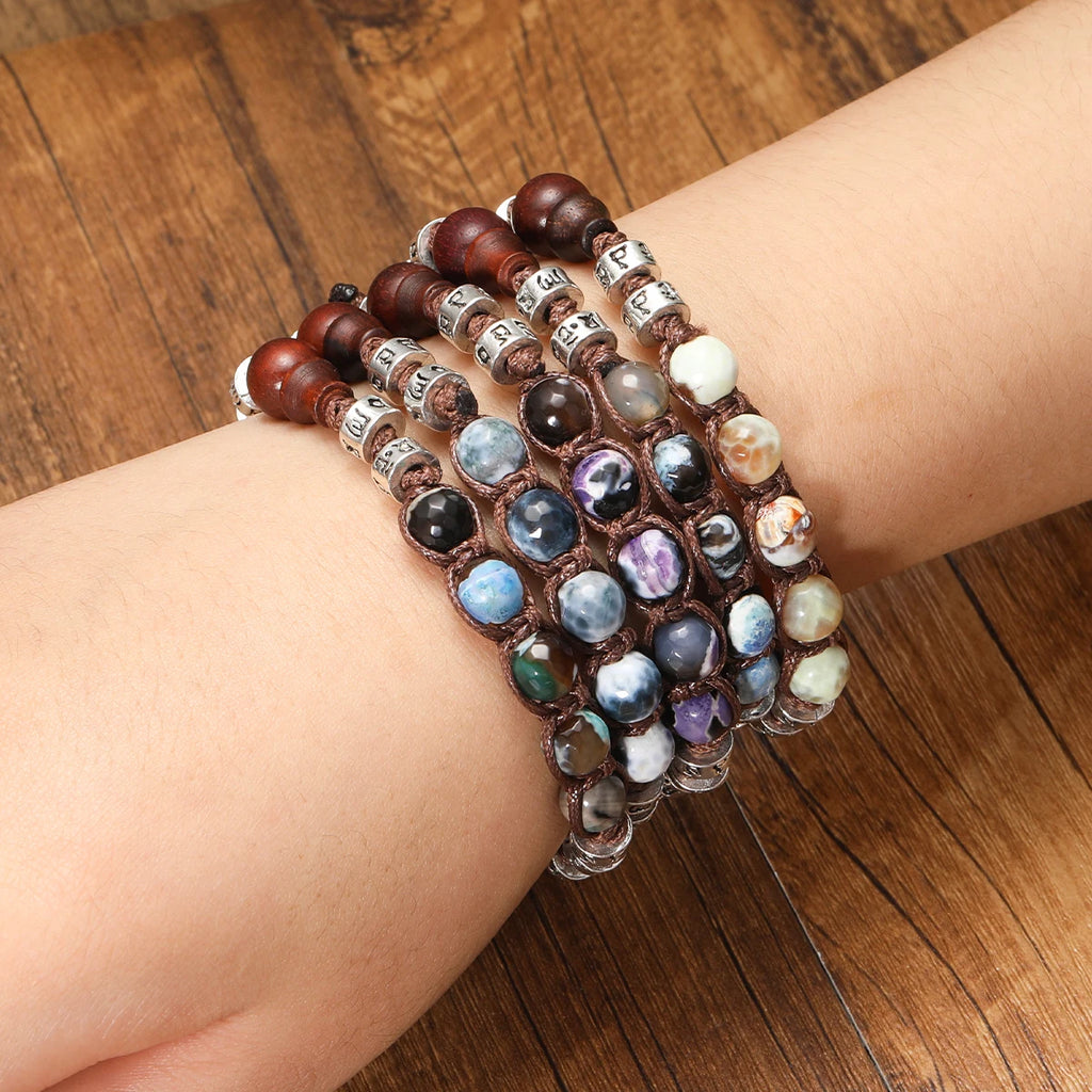 8mm Tibetan Buddhism Natural Stone Beads Red Sandalwood Rosary Healing Meditation Lucky Prayer Bracelet Men And Women Jewelry