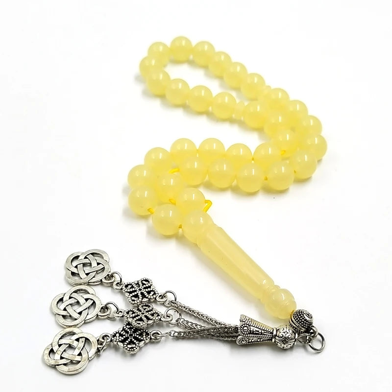 Tasbih yellow resin Ultraviolet discoloration Muslim bracelet 33 prayer beads arabic accessories islamic Misbaha