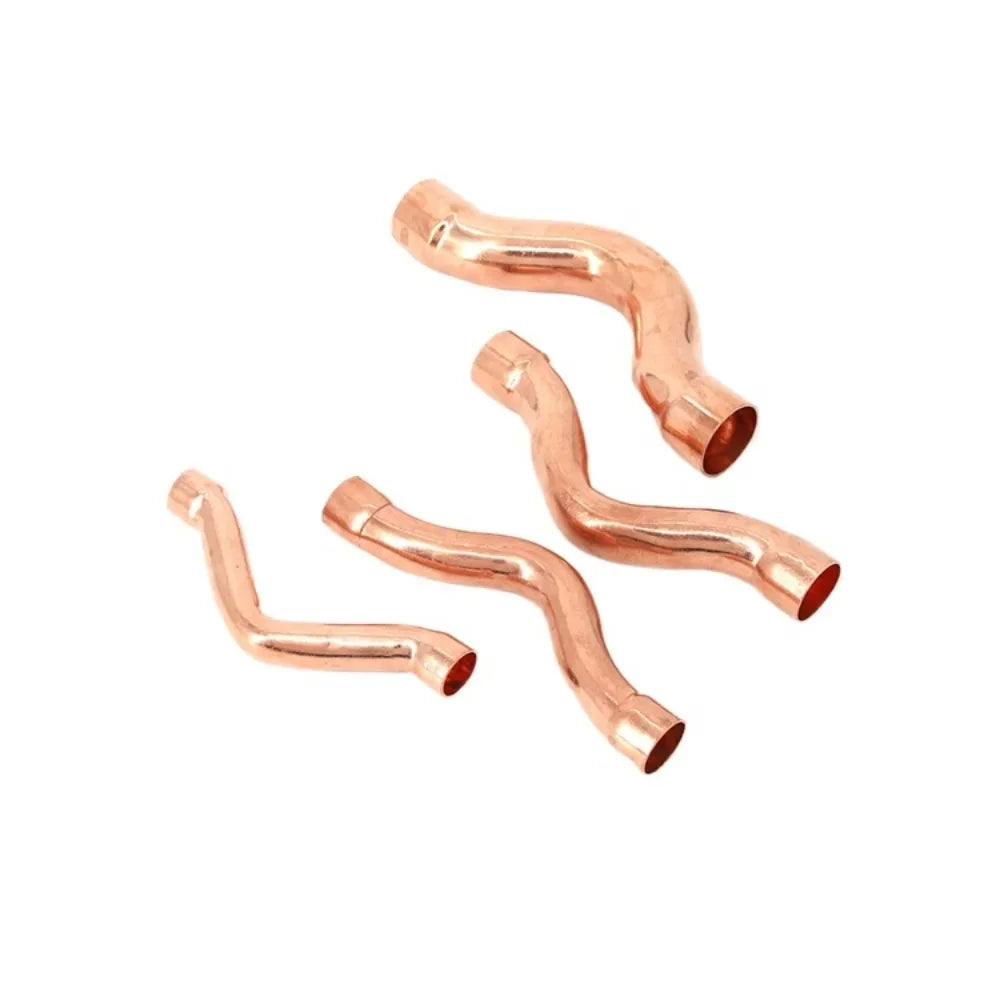 15-35mm Weld Socket End Feed Solder Arch Bridge Bend Bow Pure Copper Pipe Fitting Connector Air-Coniditioning