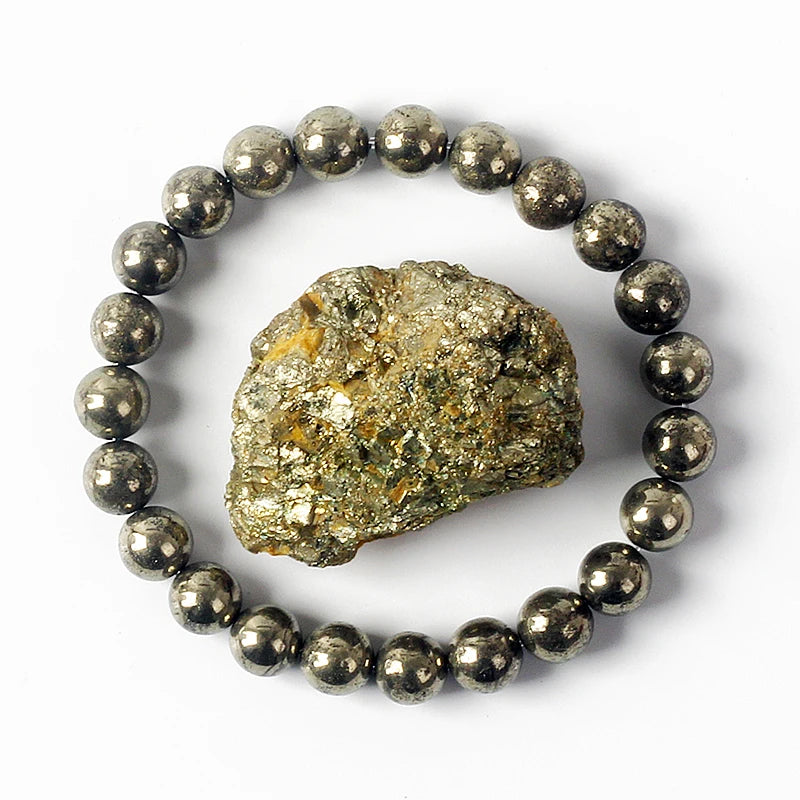 6/8MM Natural Pyrite Stone Bracelet for Men Promoting Blood Circulation Healing Energy Meditation Women Bracelets Jewelry Gifts