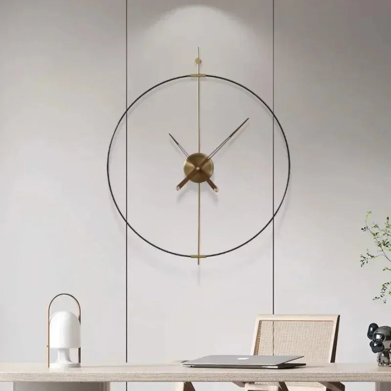 Art Wall Clock Silent Spain Watches Large Living Room Clocks Luxury Minimalist Watch Solid Wood Pointer Home Decoration